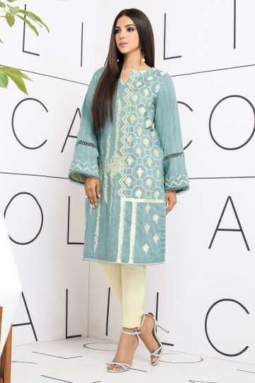 AlKaram Dyed Embroidered Dobby Kurti C2B-21 Pret 2021